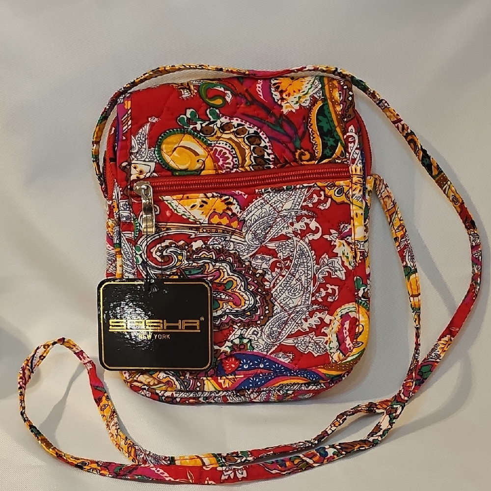 Sasha New York Vibrant Red Paisley Crossbody Bag